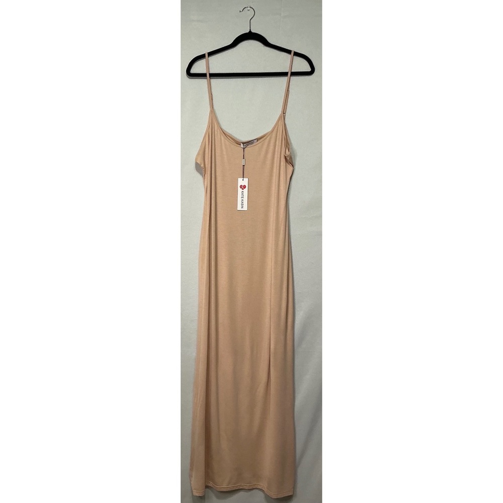 Kate Kasin Beige Maxi Slip Dress 2XL Sleeveless‎ Minimalist Quiet Luxury Basic